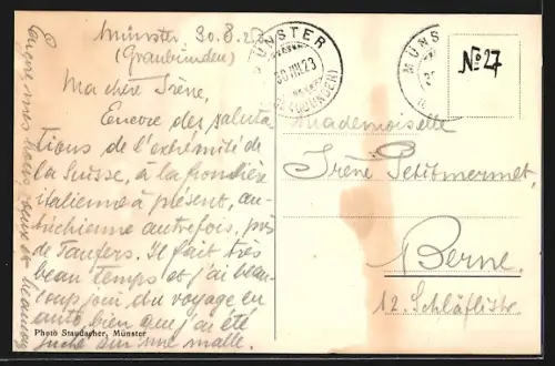 AK Münster /Graubünden, Ortsansicht aus der Vogelschau