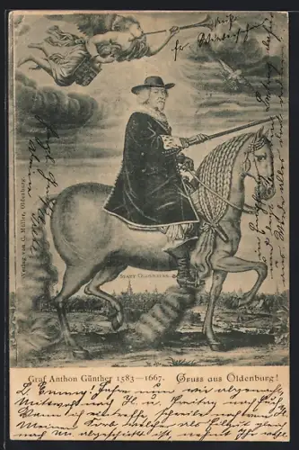 AK Oldenburg / Gr., Gemälde Graf Anthon Günther 1583-1667 zu Pferde