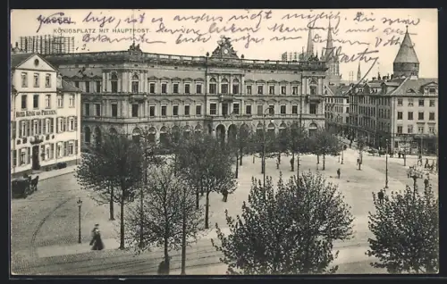 AK Kassel, Königsplatz mit Hauptpost