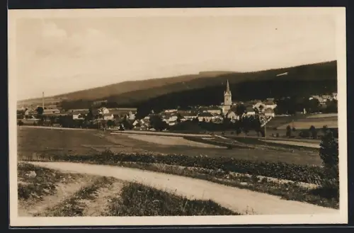 AK Zell / Fichtelgebirge, Ortsansicht mit Kirche
