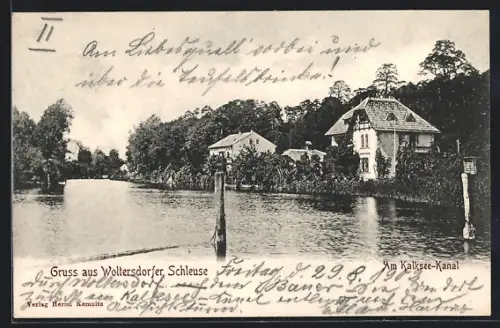 AK Woltersdorf / Mark, Woltersdorfer Schleuse am Kalksee-Kanal
