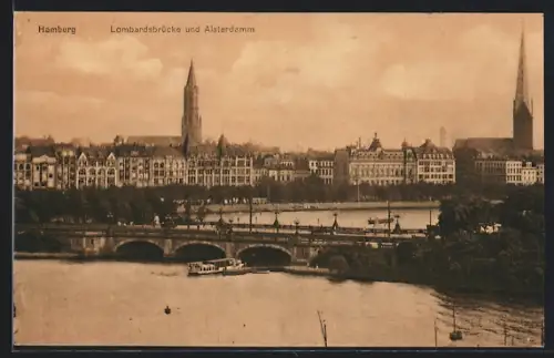AK Hamburg, Lombardsbrücke, Alsterdamm