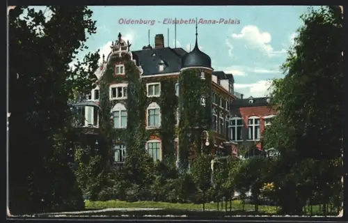 AK Oldenburg / Gr., Elisabeth-Anna-Palais mit Garten