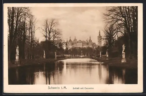 AK Schwerin / Mecklenburg, Schloss mit Kaskaden