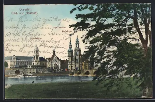 AK Dresden, Blick auf Ständehaus, Kgl. Schloss und Hofkirche