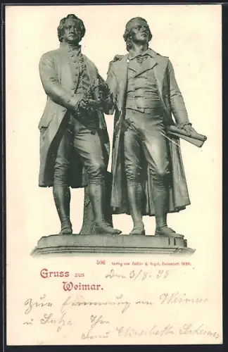 AK Weimar / Thüringen, Goethe-Schiller-Denkmal