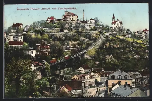 AK Dresden-Loschwitz, Teilansicht mit Drahtseilbahn
