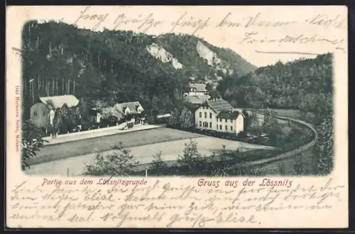 AK Lössnitz / Radebeul, Partie aus dem Lössnitzgrunde