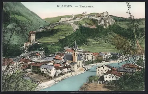 AK Klausen, Panorama mit Fluss und Burg