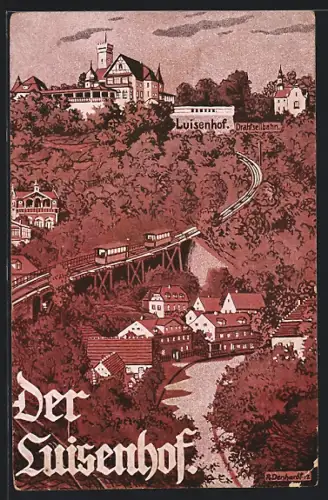 Künstler-AK Dresden-Loschwitz, Berggasthaus Luisenhof