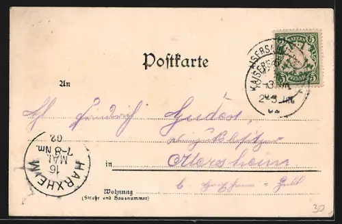 Lithographie Trippstadt, Karlsthal, Uferpartie und Villa Gienauth