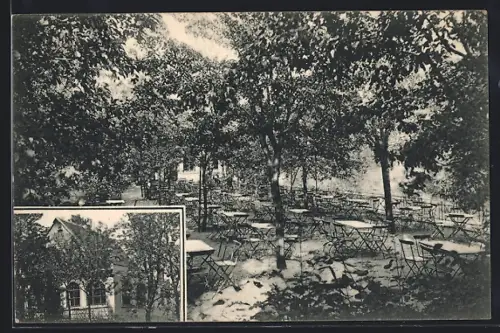 AK Possendorf / Bannewitz, Restaurant Talschänke im Kaitzbachtal, Inh. E. Hillig, Frontansicht und Garten