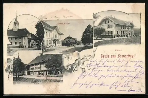 AK Schnottwil, Hotel Krone, Käserei und Ortspartie