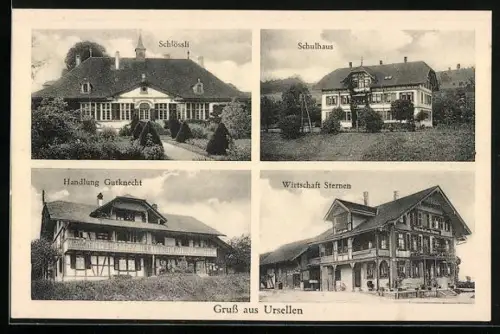 AK Konolfingen, Ursellen, Wirtschaft Sternen, Handlung Gutknecht, Schulhaus