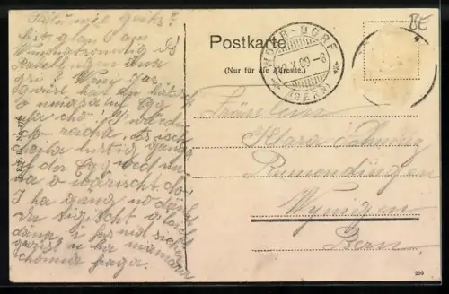 AK Utzigen, Postbureau, Armenanstalt, Ortsansicht aus der Vogelschau