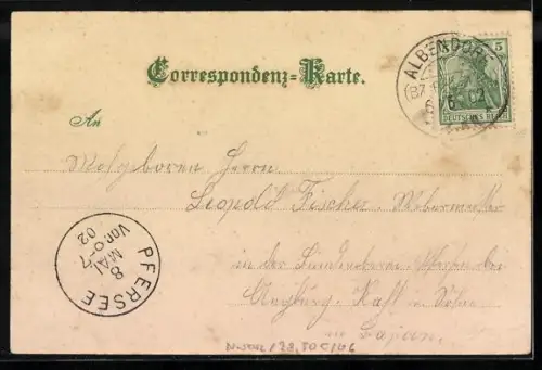 Lithographie Albendorf, Totalansicht, Calvarienberg, Innenansicht der Kirche