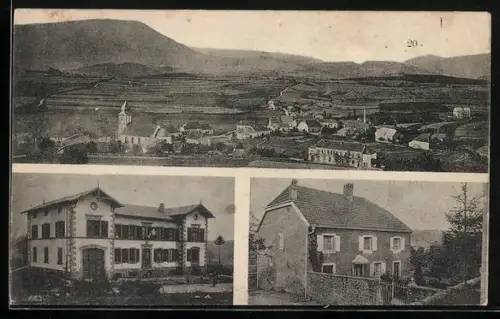 AK Saulxures, Ortspanorama, Häuser im Ort