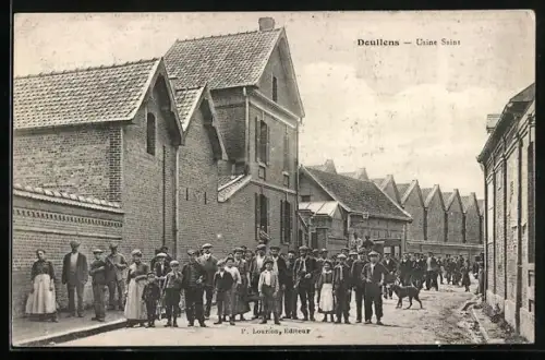 AK Doullens, Usine Saint, Blick auf Arbeiter und Kinder