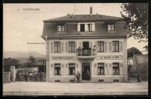 AK Wattwiller, Cafe Restaurant au Lion d`Or u. Hartmannswillerkopf
