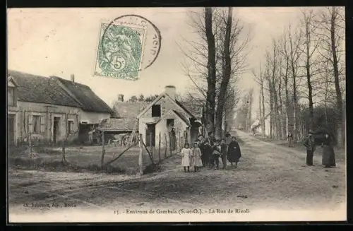AK Gambais, La Rue de Rivoli, Kinder auf der Strasse