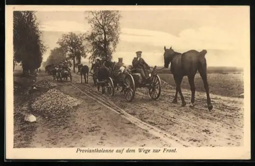 AK Proviantkolonne zu den kämpfenden Deutschen auf dem Weg nach Warschau