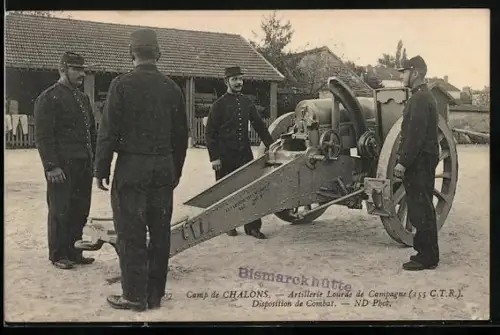 AK Artillerie lourde de campagne (155 C.T.R.), Disposition de combat, Soldaten der Artillerie mit Geschütz