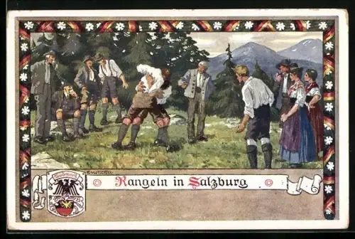 Künstler-AK Ernst Kutzer: Rangeln in Salzburg