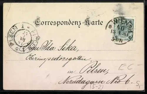 AK Frau mit vielen Herzen, Jugendstil, 1870