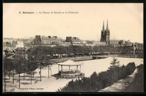 AK Quimper, Le champ de Bataille et la Préfecture