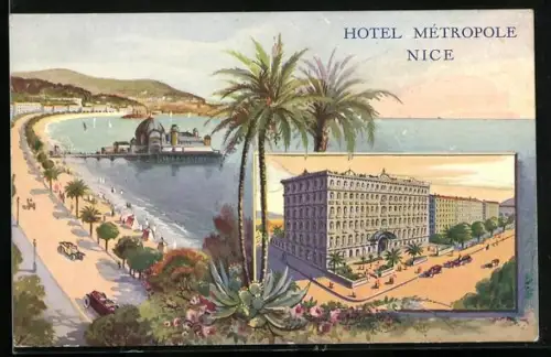 Künstler-AK Nice, Hotel Metropole, Panorama