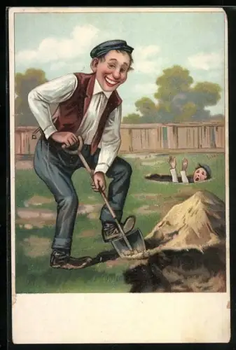 AK Mann gräbt eine Grube