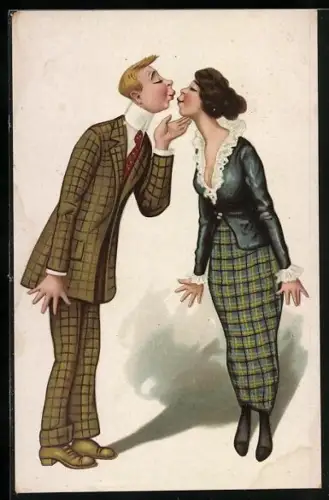 AK Liebespaar küsst sich
