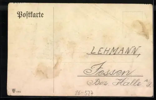 Künstler-AK Handgemalt: Schablonenmalerei einer Wiesenlandschaft mit Feldweg