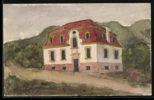 Künstler-AK Handgemalt: Villa auf dem Lande