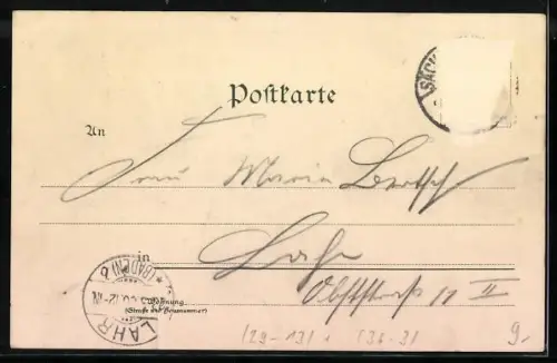 Lithographie Säckingen, Trompeter von Säckingen zu Pferde im Winter