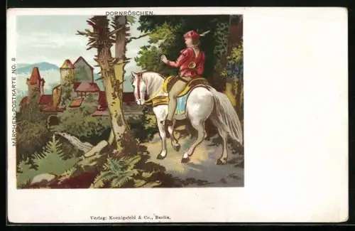 Lithographie Dornröschen, Motiv aus dem Märchen