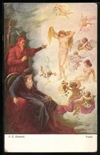 Künstler-AK Faust und Mephisto