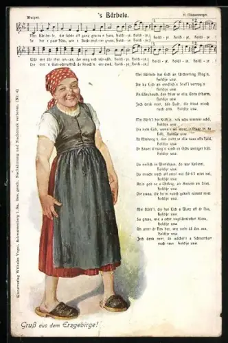 Lied-AK Hilmar Mückenberger: S. Bärbele, Liedtext mit Noten