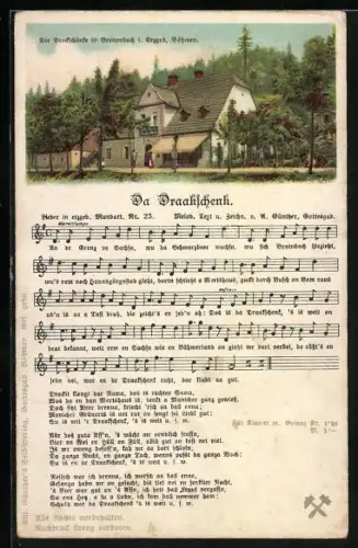Lied-AK Anton Günther Nr. 25: Breitenbach, Gasthaus Dreckschänke, Liedtext Da Draakschänk