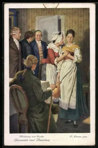 AK Wolfgang von Goethe, Hermann und Dorothea, Szene mit Mutter
