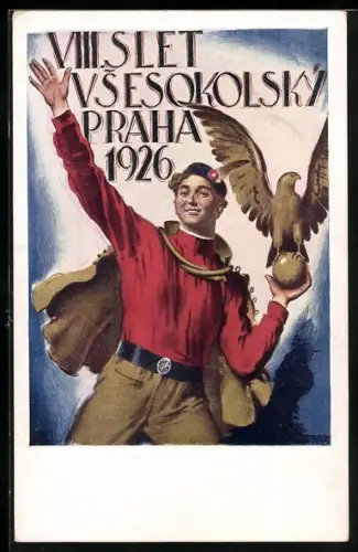 AK Prag, Junger Turner geht auf das Sokol-Sportfest 1926