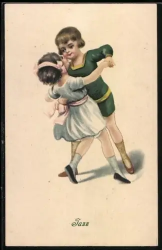 AK Kleines Paar tanzt zur Jazz-Musik