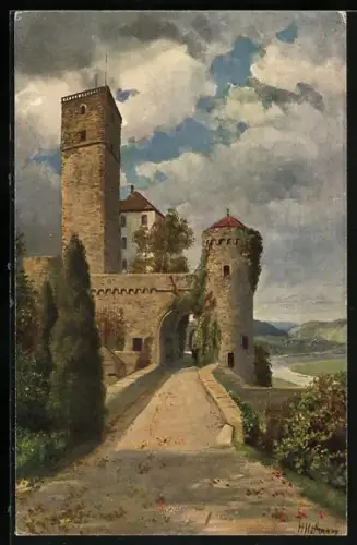 Künstler-AK Heinrich Hoffmann: Schloss Guttenberg am Neckar