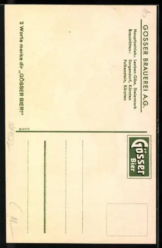 Künstler-AK Leoben-Göss, Gösser Brauerei, Der Fachmann und der Laie...