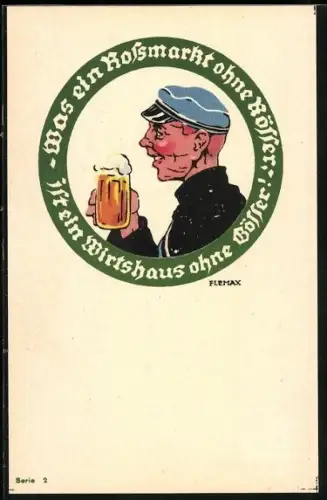 AK Bursche erhebt sein Bierglas, Gösser Brauerei-Werbung
