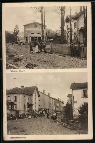 AK Cirey, Bahnhof und Bahnhofstrasse mit Hotel de la Gare
