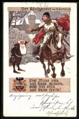 Künstler-AK Karl Alex Wilke: O. Kernstock, Der Königsbote zu Pferd