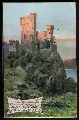 Künstler-AK August Splitgerber: Burg Rheinstein