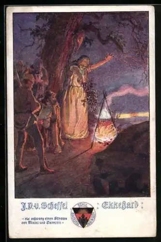 AK Deutscher Schulverein Nr. 491: Männer am nächtlichen Lagerfeuer