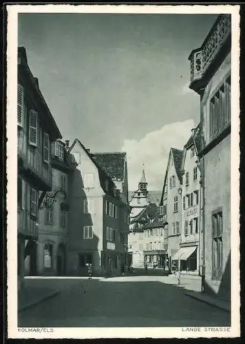 AK Kolmar, Lange Strasse mit Geschäften